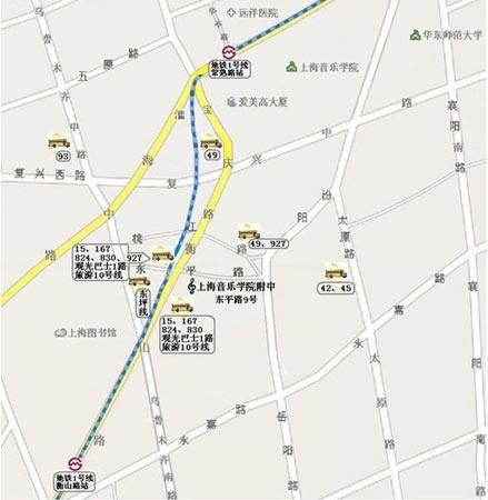 上海音乐学院附中地址(示意图) 上海音乐学院附中地址(示意图)