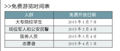 免费游览时间 免费游览时间
