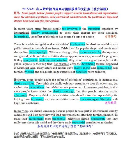 3月21日雅思写作最新范围:解析名人效应 3月21日雅思写作最新范围:解析名人效应