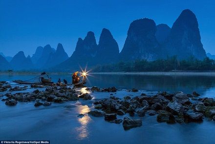 桂林山水与传承千年的渔夫 桂林山水与传承千年的渔夫