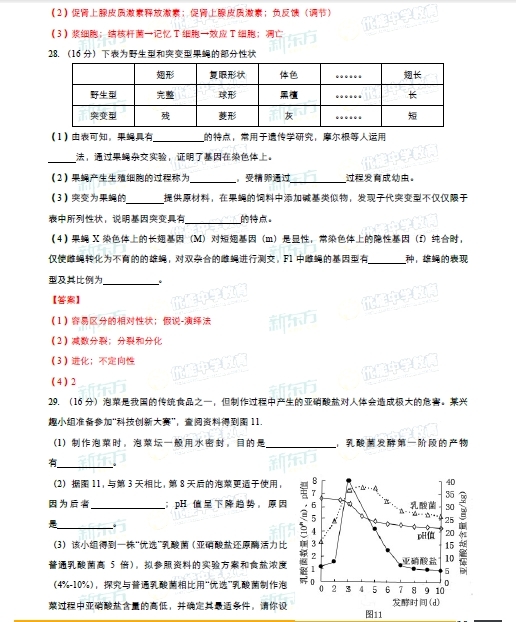 2015年广东高考理科综合答案及解析 2015年广东高考理科综合答案及解析