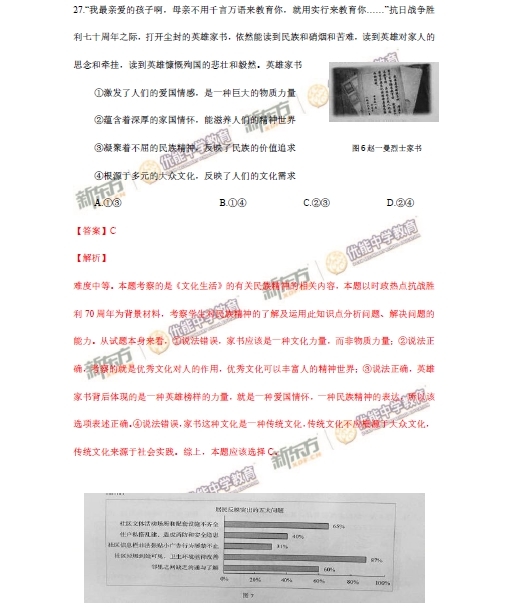 1 2015年北京卷文科综合试题答案及解析