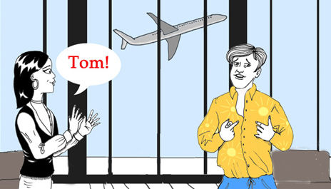 Anna and Tom at the airport