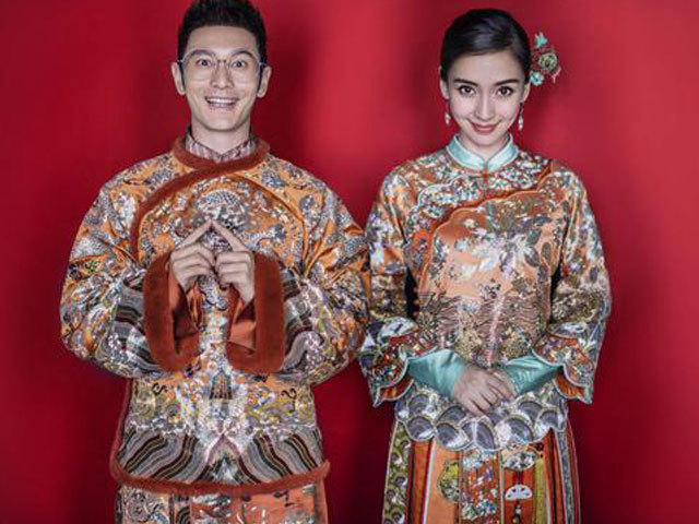 黄晓明baby中式婚照