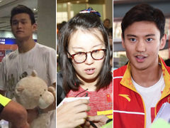 国家游泳队抵京受粉丝