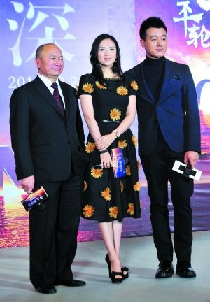 吴宇森、章子怡、佟大为到广州宣传《太平轮》。