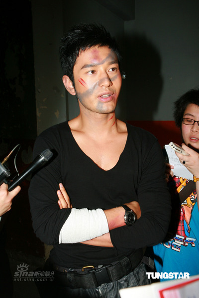 探班《神枪手》 任贤齐黄晓明刘浩龙亮相【图】