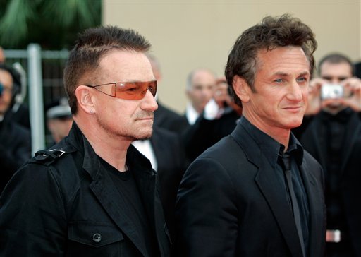 评审团主席西恩-潘与u2主唱bono