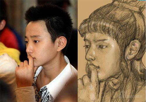 网友素描贾宝玉画像(图)