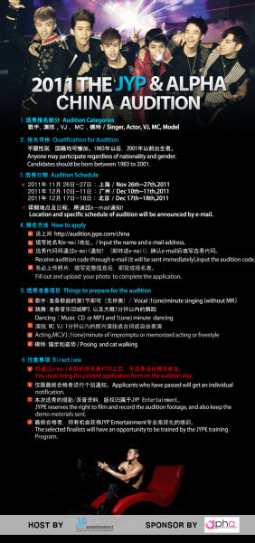 JYP中国选秀报名及参与方式