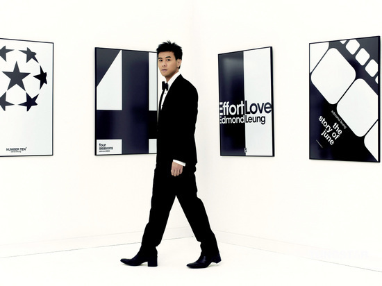 组图:梁汉文推出新专辑 拍封面挑战高难度动作