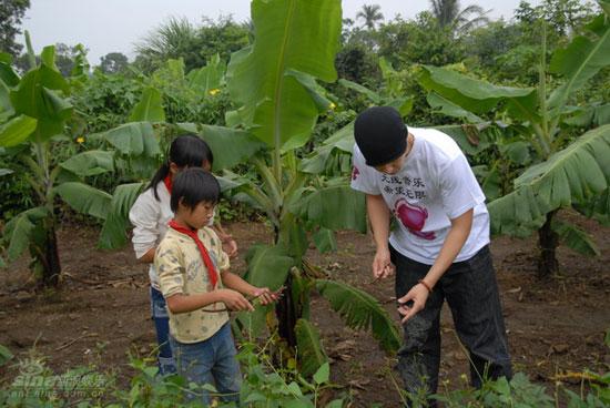 图文:吴建豪参加无线音乐榜公益--摘豆角