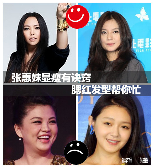 张惠妹显瘦有诀窍 腮红发型帮你忙肉脸障眼法成功案例:张惠妹