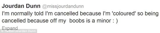 Jourdan Dunn推特称她落选是因为胸部尺寸不合格 Jourdan Dunn推特称她落选并不是因为她的肤色