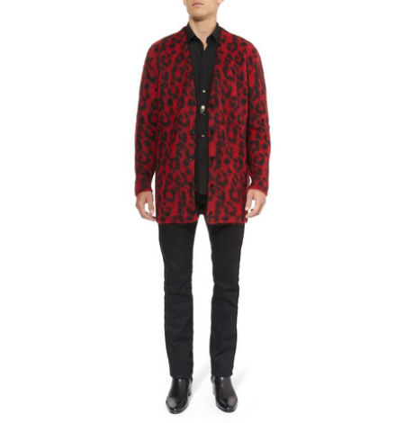 Saint Laurent Leopard-Patterned Oversized Knitted Cardigan,售价约7750元