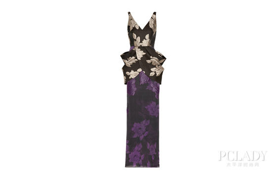 Vera Wang 羊毛混纺提花和印花真丝雪纺礼服 $3,530