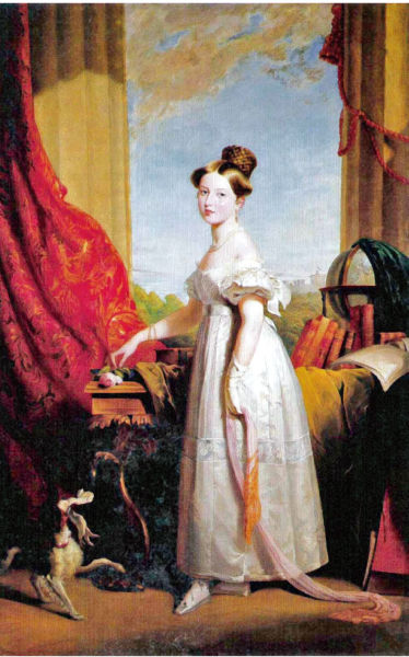 1833年,当时还是维多利亚公主的维多利亚女王与她的西班牙猎犬达西在一起 1833年,当时还是维多利亚公主的维多利亚女王与她的西班牙猎犬达西在一起