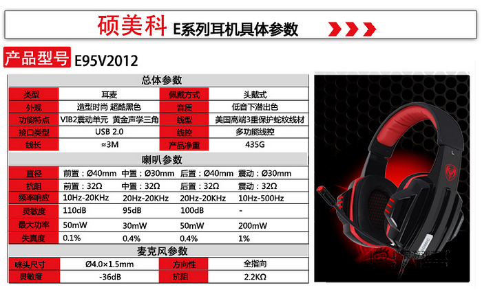 硕美科 E95V2012 USB耳机