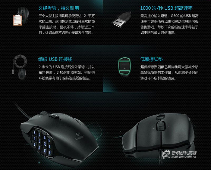 罗技G600角色扮演网络游戏鼠标