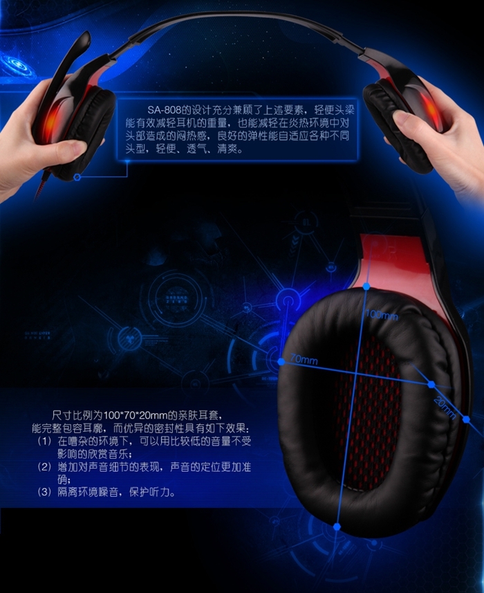 SADES/赛德斯SA-808嗜血狂蛇耳机 游戏耳机 