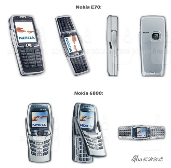 2.诺基亚E70、6800系列：