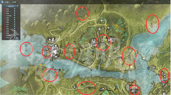 天涯明月刀江南游历点坐标（点击放大）