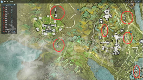 天涯明月刀江南游历点坐标（点击放大）