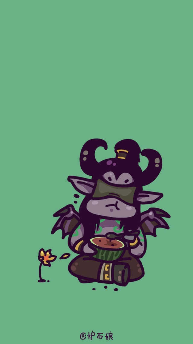 炉石娘8月手机桌面壁纸分享:吃瓜当然要用勺!