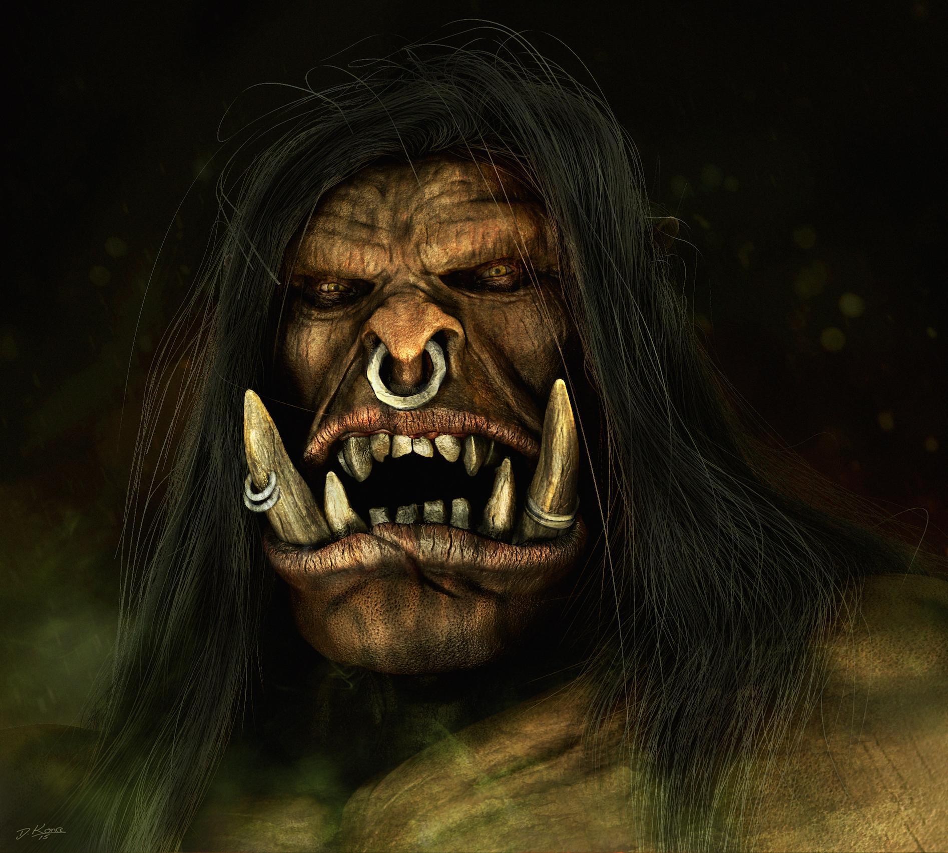 魔兽国外玩家原创3D同人图:面目狰狞的格罗玛