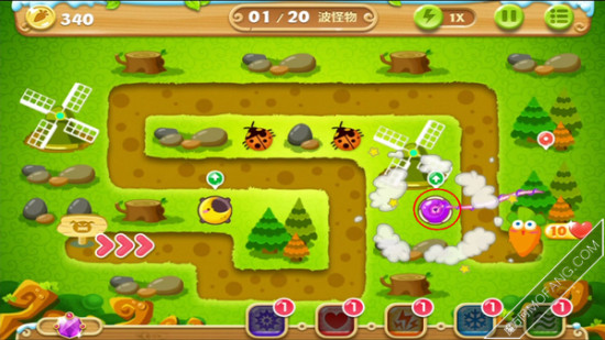 先建造一个魔法球塔(视能力升级)来清理大树