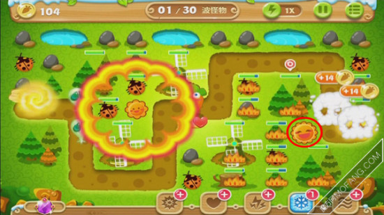 在建造一个太阳花塔,两边的道具都可以清除了。