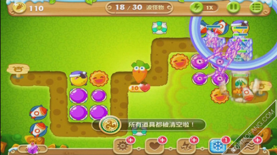 清除所有的道具,就会有很多地方可以建造塔