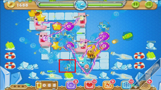 建造冰锥塔,升满级,边清理道具边消灭怪物