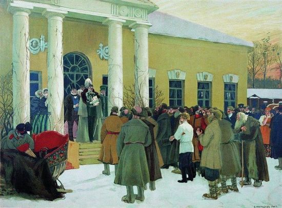 1861年农奴们聆听农奴解放宣言。 1861年农奴们聆听农奴解放宣言。