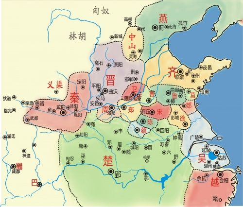 春秋时期各诸侯国形势图 春秋时期各诸侯国形势图