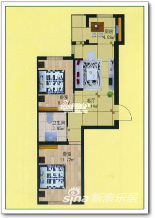 使用面积45.52平方米户型图