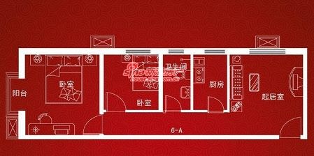 图为天保郦景63.3平米二室一厅一卫户型图 图为天保郦景63.3平米二室一厅一卫户型图