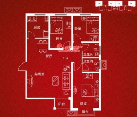 图为天保郦景113.64平三室二厅二卫户型图 图为天保郦景113.64平三室二厅二卫户型图
