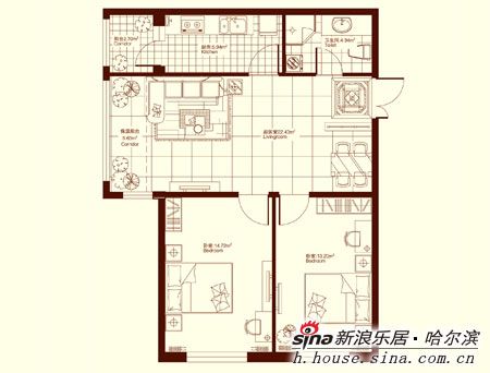柏悦星城使用面积60平米户型展评(图)