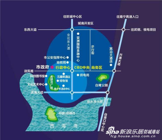 防城港新行政中心区域图