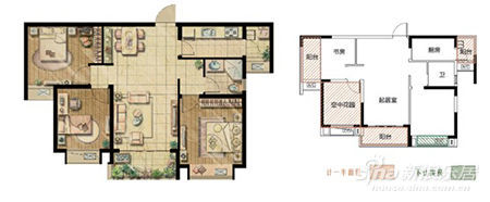 A户型约90O 大面宽全向阳三房两厅 A户型约90O 大面宽全向阳三房两厅