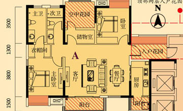 图为116平米 三室两厅两卫户型