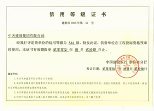 信用等级AAA级(建行)