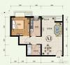 公园新区 A1户型一室两厅一卫 61.35㎡ 户型图