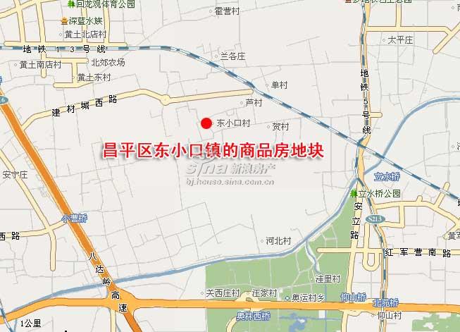 昌平区东小口镇的商品房地块交通图