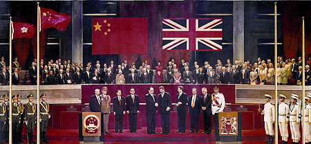楼市新闻 正文图为1984年油画   2007年6月29日,香港回归十周年前夕,"