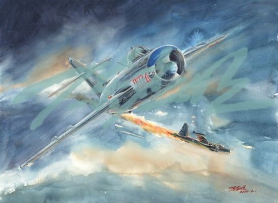 资料图:1958年2月,驻青岛流亭的海航4师10团胡春生、舒积成米格-17双机在15000米高空击落国民党军1架RB57A侦察机 资料图:1958年2月,驻青岛流亭的海航4师10团胡春生、舒积成米格-17双机在15000米高空击落国民党军1架RB57A侦察机