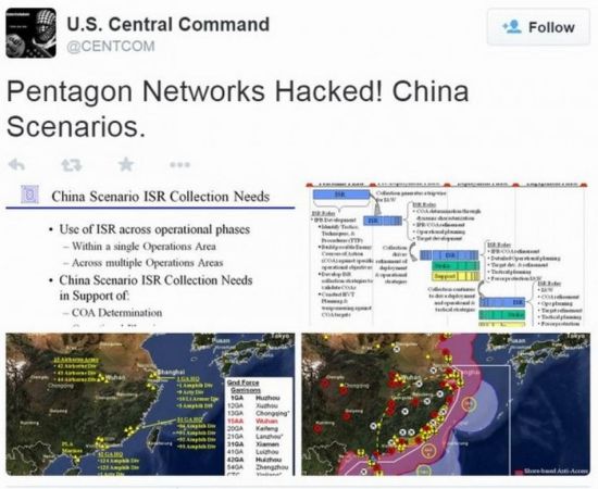 黑客攻击者利用美国军方中央司令部官方推特账号发布的疑似对中国重要目标的情报资料。