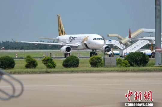 图为虎航TR2934航班在海口美兰国际机场停机坪停放。骆云飞 摄