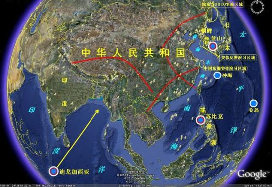 美国对于中国的战略突击有两个路线,一是以关岛为基地使用战略轰炸机突击我东南沿海和东部内陆目标,二是迪戈加西亚通道,从迪戈加西亚起飞的战略轰炸机,可经印度洋—缅甸,印度洋—孟加拉国两个通道深入中国西部的